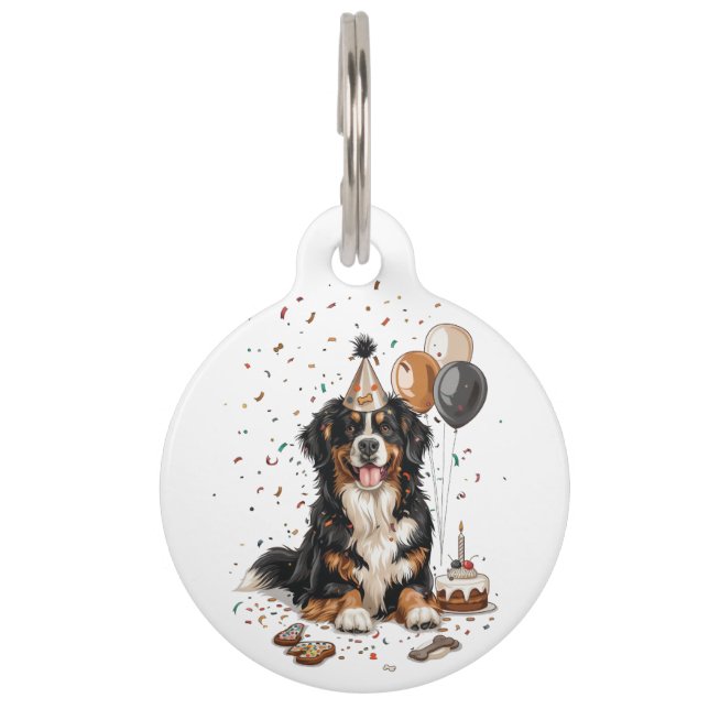 Placa Para Mascotas Feliz cumpleaños Bernese Mountain Dog (Anverso)