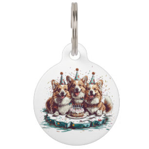 Placa Para Mascotas Feliz cumpleaños Pembroke Welsh Corgi Dogs