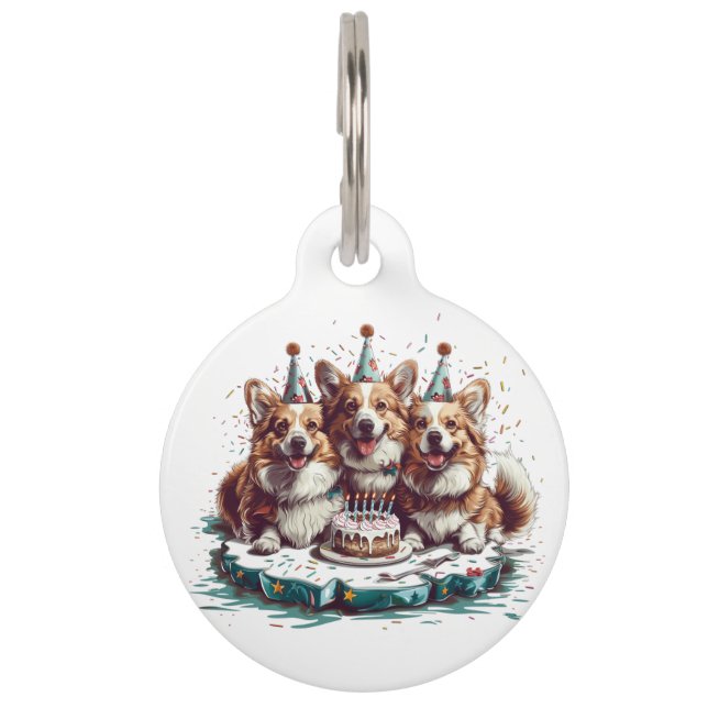 Placa Para Mascotas Feliz cumpleaños Pembroke Welsh Corgi Dogs (Anverso)