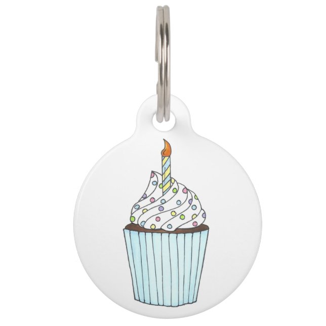 Placa Para Mascotas Feliz Cumpleaños Torta Rociosa Vela De Escarcha (Anverso)