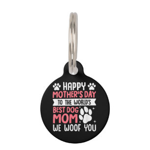 Placa Para Mascotas Feliz Día de la Madre a la Mejor Mamá de Perros de