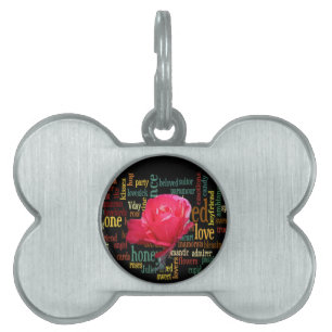 Placa Para Mascotas Feliz Día de San Valentín con elegantes rosas roja