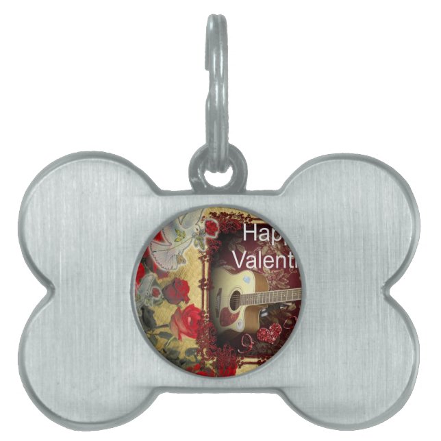 Placa Para Mascotas Feliz Día de San Valentín en mi corazón (Frente)