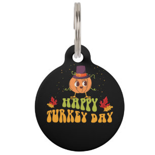 Placa Para Mascotas feliz día de turquía otoño día de agradecimiento e