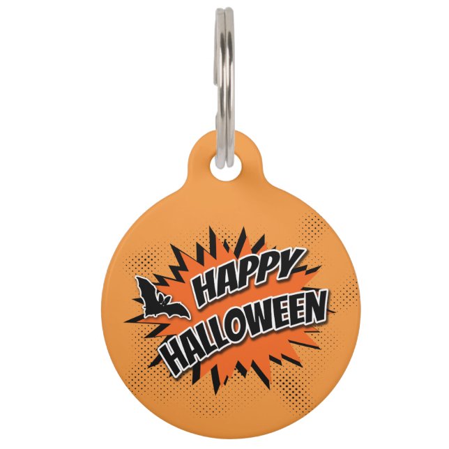Placa Para Mascotas Feliz Halloween (Anverso)