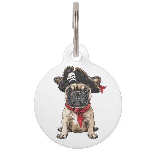 Placa Para Mascotas Feliz Halloween Pirata Bulldog Francés