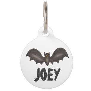 Placa Para Mascotas Feliz Halloween Spooky Flying Black Bat