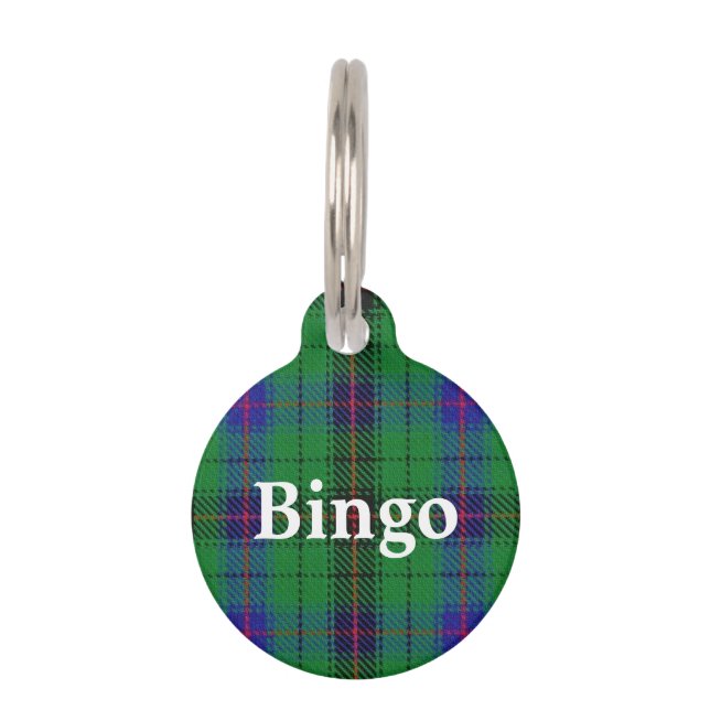Placa Para Mascotas Feliz Mascota Clan Davidson Tartan Plaid (Anverso)