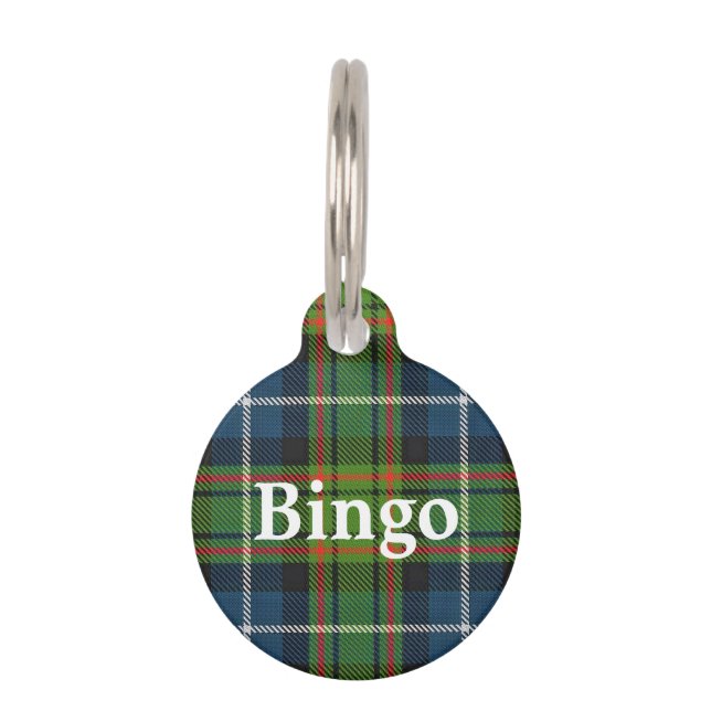 Placa Para Mascotas Feliz Mascota Clan MacRae Hunting Tartan Plaid (Anverso)