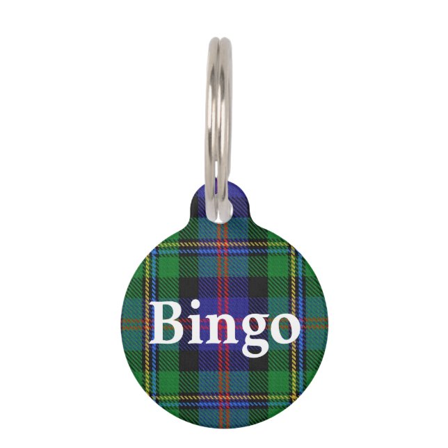 Placa Para Mascotas Feliz Mascota Clan Malcolm Tartan Plaid (Anverso)