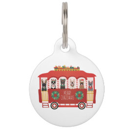 Placa Para Mascotas Feliz Navidad Bulldoges franceses Holiday Trolly