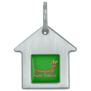 Placa Para Mascotas Feliz Navidad Dachshund