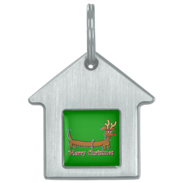 Placa Para Mascotas Feliz Navidad Dachshund (Frente)