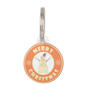 Placa Para Mascotas Feliz Navidad feliz estilo de café famoso de nieve