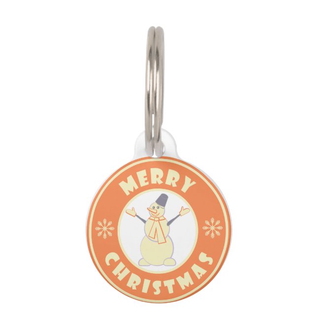 Placa Para Mascotas Feliz Navidad feliz estilo de café famoso de nieve (Anverso)