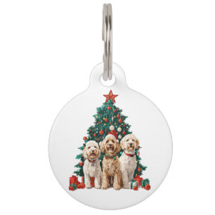 Placa Para Mascotas Feliz Navidad Goldendoodle Dogs