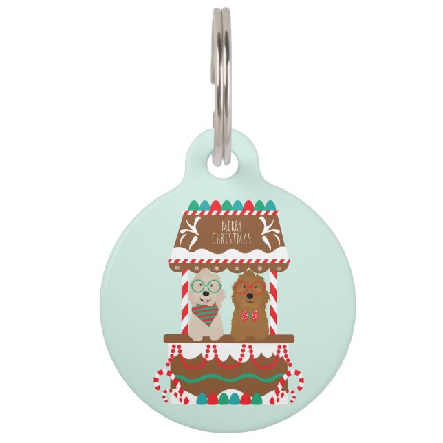 Placa Para Mascotas Feliz Navidad Goldendoodles Holiday Stand Dogs (Anverso)
