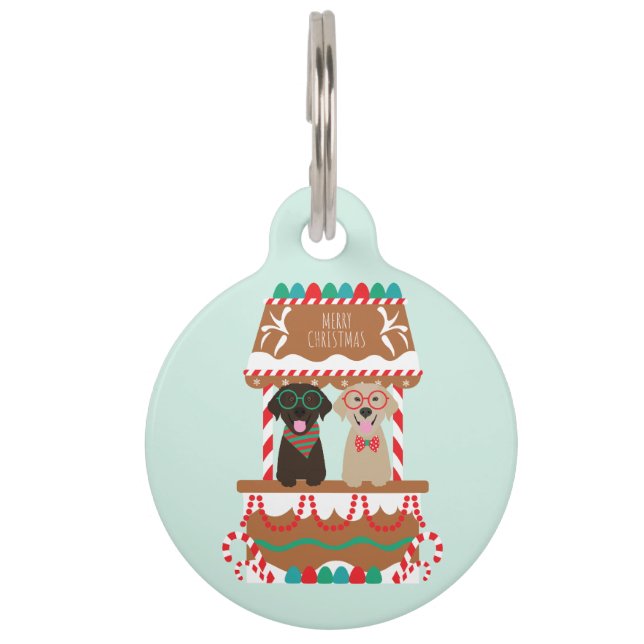 Placa Para Mascotas Feliz Navidad Labrador Recuperar Perros (Anverso)