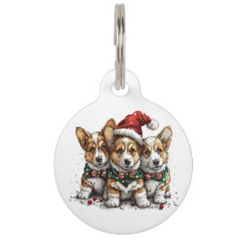 Placa Para Mascotas Feliz Navidad Pembroke Corgi galés cachorros