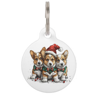 Placa Para Mascotas Feliz Navidad Pembroke Corgi galés cachorros