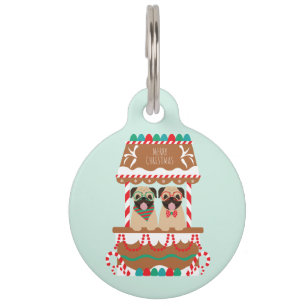 Placa Para Mascotas Feliz Navidad Pugs Holiday Stand Dogs