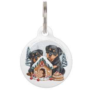 Placa Para Mascotas Feliz Navidad Rottweiler Dogs Gingerbread House