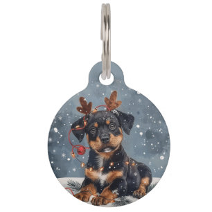 Placa Para Mascotas Feliz Navidad Rottweiler Perro Reno