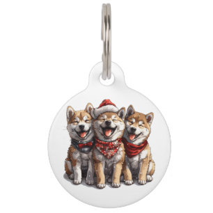 Placa Para Mascotas Feliz Navidad Shiba Inu Perros