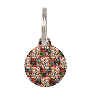 Placa Para Mascotas Feliz Navidad Sombrero de Santa Diseño de Perro Ca