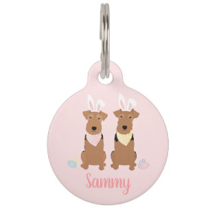 Placa Para Mascotas Feliz Pascua a los Terriers de Gales Gales Perros 
