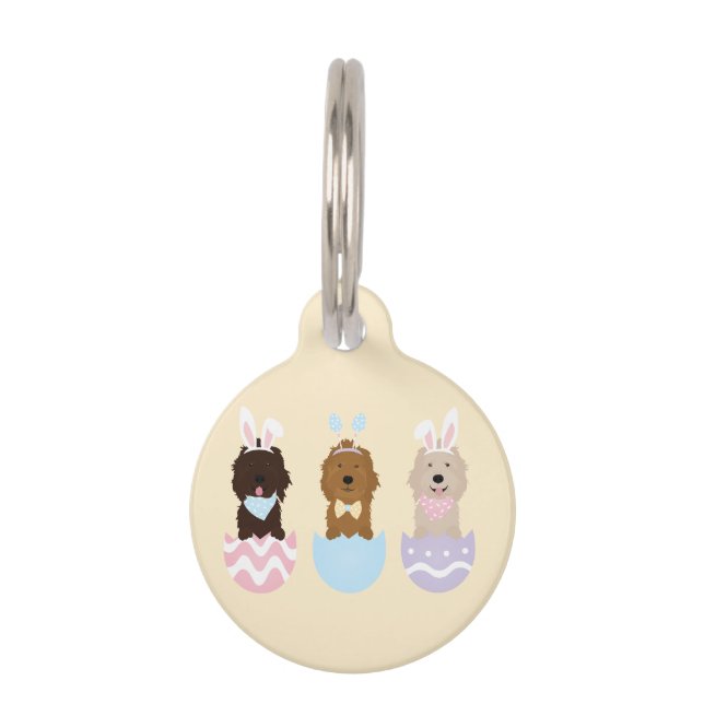 Placa Para Mascotas Feliz Pascua Goldendoodle Dogs (Anverso)