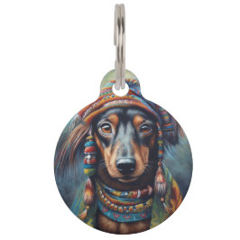 Placa Para Mascotas Feliz personalizable Hippie Dachshund
