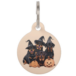 Placa Para Mascotas Feliz Rottweiler de Halloween perros Jack O Lanter
