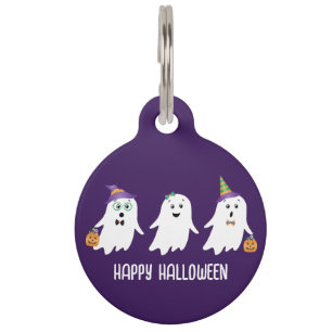 Placa Para Mascotas Feliz Truco O Trato De Fantasmas De Halloween