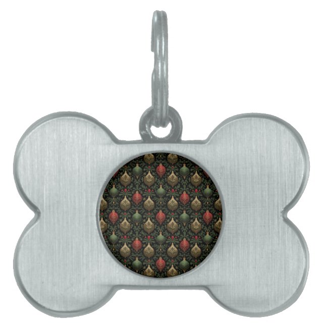Placa Para Mascotas Festive Damask  (Frente)