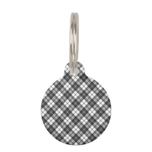 Placa Para Mascotas Festividades de patrón de Tartán Navidades blanco 