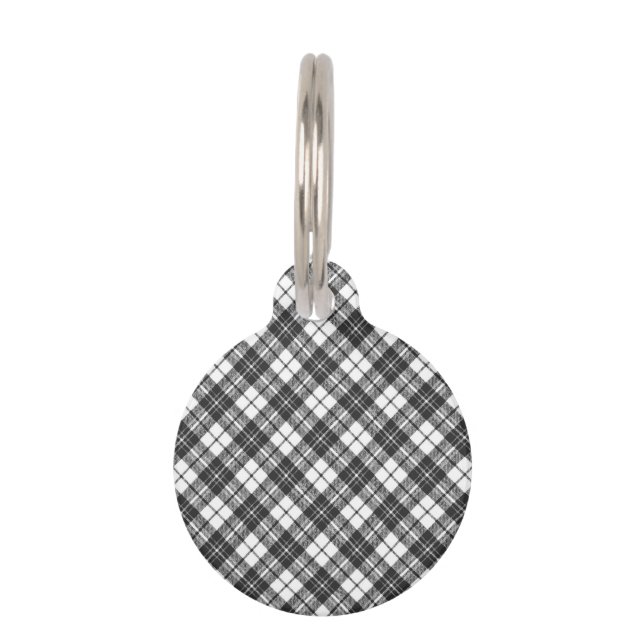 Placa Para Mascotas Festividades de patrón de Tartán Navidades blanco  (Anverso)