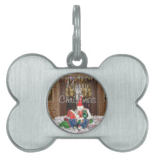 Placa Para Mascotas Festividades navideñas felices lejos de la colecci