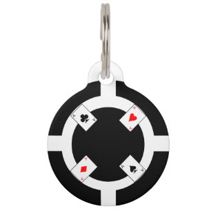 Placa Para Mascotas Ficha de póker - negro
