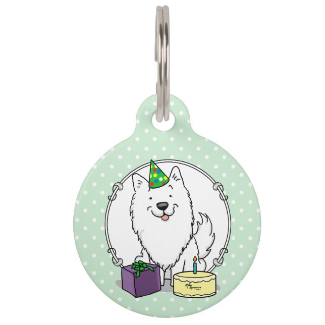 Placa Para Mascotas Fiesta de cumpleaños de Eskie Perro Esquimal Ameri (Anverso)