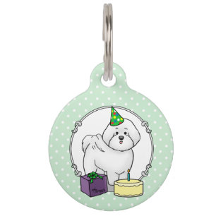 Placa Para Mascotas Fiesta de Cumpleaños Feliz Bichon Frise Perro - Li