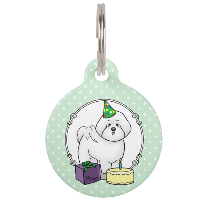 Placa Para Mascotas Fiesta de Cumpleaños Feliz Bichon Frise Perro - Li (Anverso)
