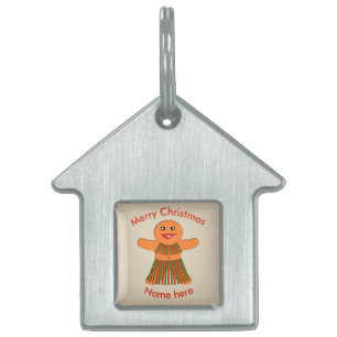 Placa Para Mascotas Fiesta de navidades Gingerbread Personalizado etiq