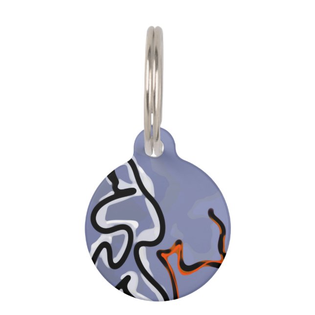 Placa Para Mascotas Figura con Felino: Azul personalizado, Naranja, B  (Anverso)