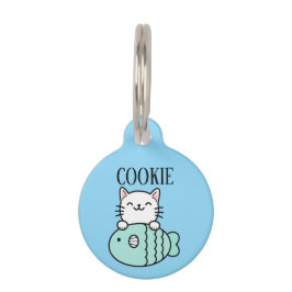 Placa Para Mascotas Fisherman Cat Pesonalized 