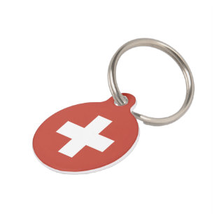 Placa Para Mascotas Flag of Switzerland Svizzera - Suiza Suisse -