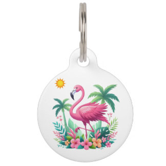 Placa Para Mascotas Flamingo rosa de Florida/Tropical