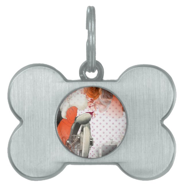 Placa Para Mascotas flapper polkadots (Frente)
