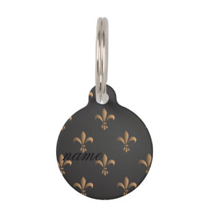 Placa Para Mascotas Fleur de lis, vintage,elegante,moda.classy,patrón,