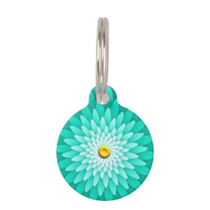 Placa Para Mascotas Flor azul Mandala-68566